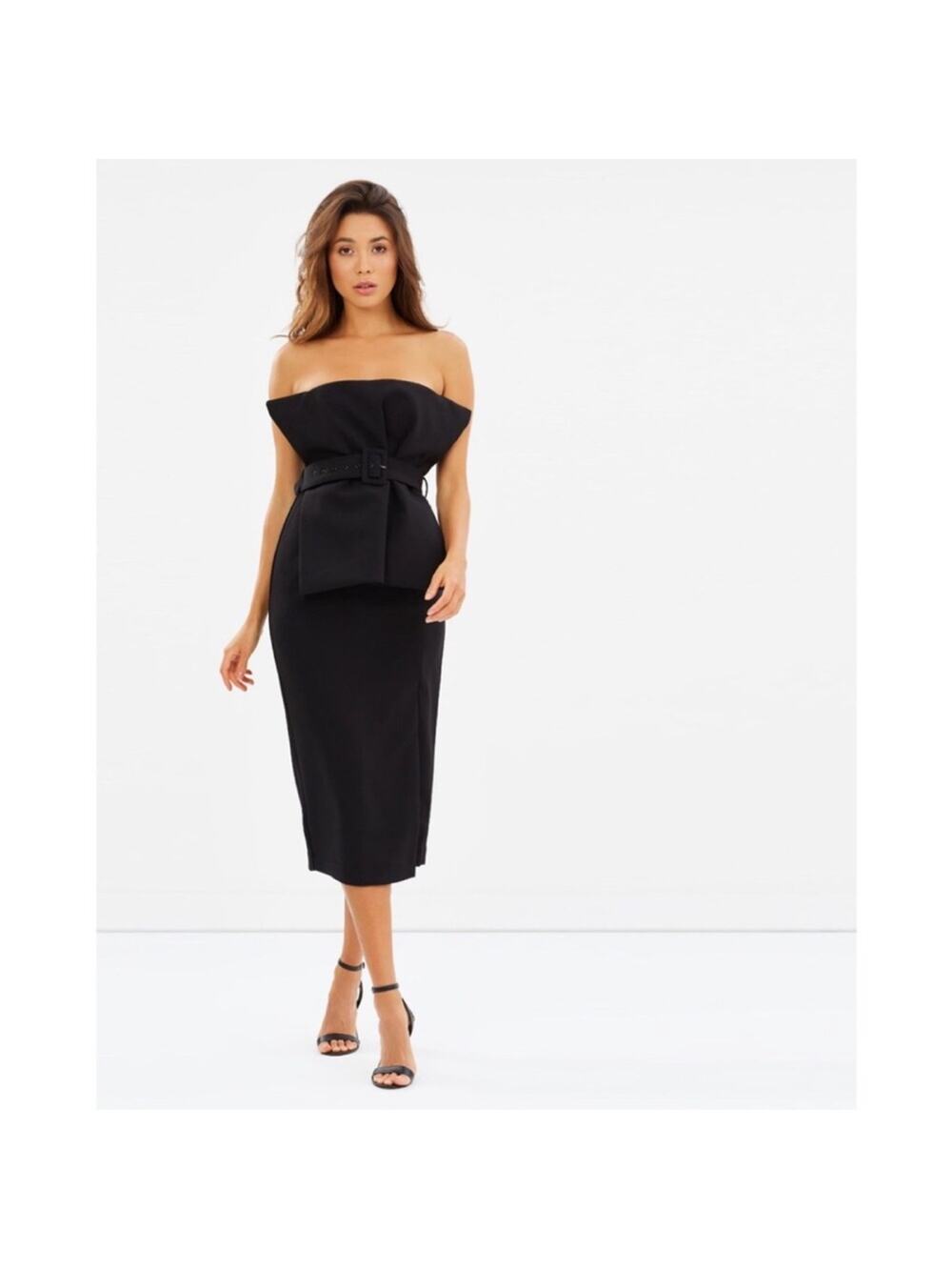Asilio Revolve Revolution Square Bustier black belted dress size US 2 NWT